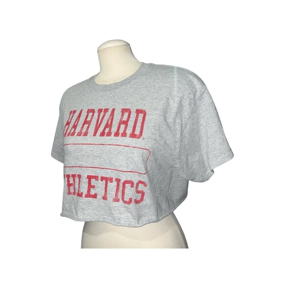 Harvard Athletics Gray Crop Top T-Shirt Womens Sz Large 100% Cotton Casual Light - Picture 5 of 6
